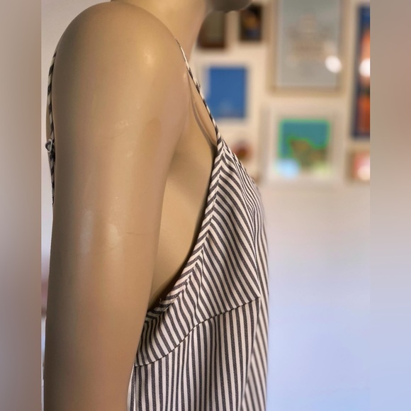 White and grey vertical striped slip dress - Picture 4 of 6